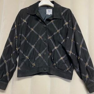 Bruno Magli Women’s Bomber Jacket Small Suede Gold Satin Trim Designer Luxury